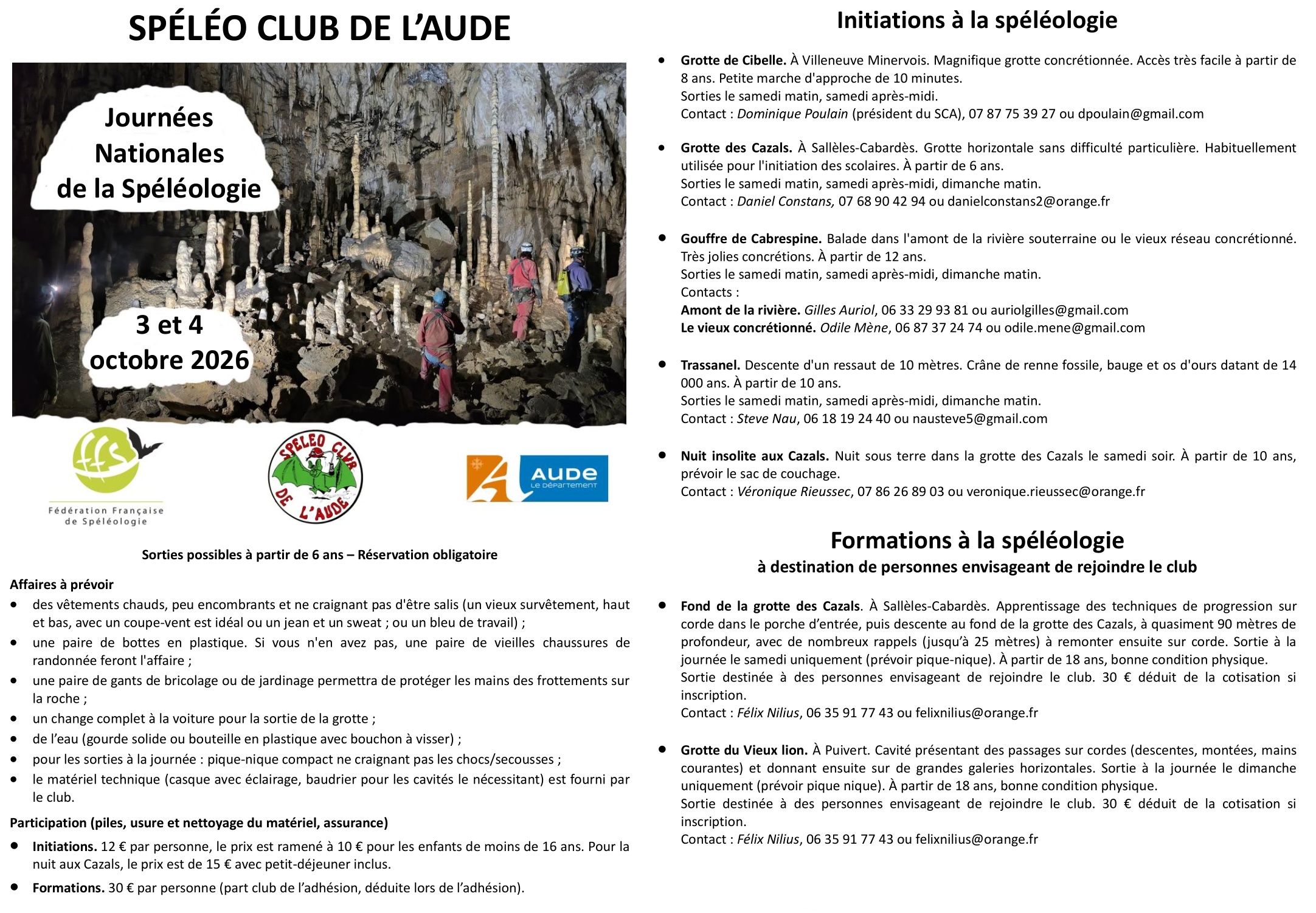 Fiche Journées Nationales de la Spéléologie 2026